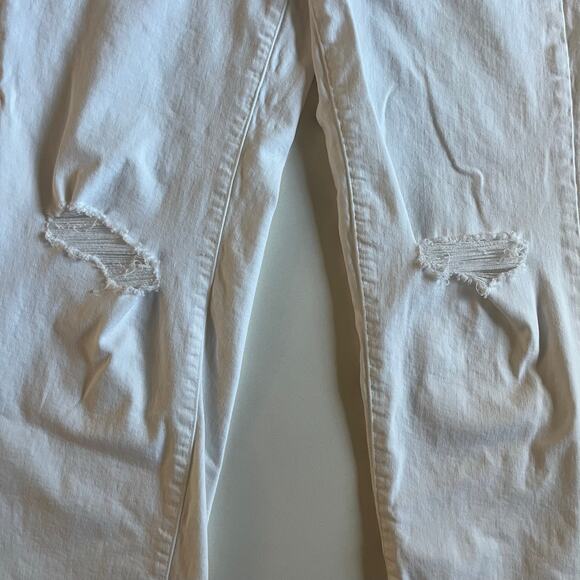 INC Denim, High Rise Straight Leg, White Jeans, Size 6/28, Frayed Holes - Picture 4 of 5